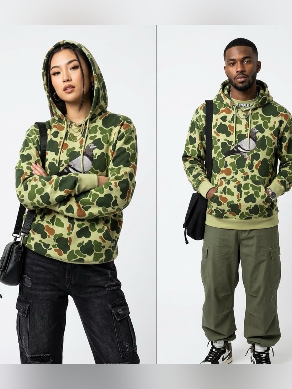 STAPLE PIGEON OG Camo Embroidered Pigeon Hoodie BAPE Style Streetwear Grail Sz S